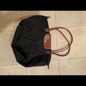 Black large long champ tote
